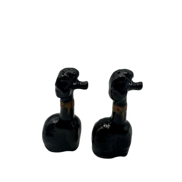 Vintage Black Poodle Salt & Pepper Shakers Hand-Painted Ceramic - Picture 5 of 6